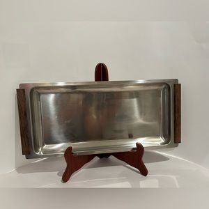 Stainless Steel Serving Plate - Danish Modern (001990)
